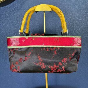 Yans NY Cherry Blossom Bamboo Handle Purse